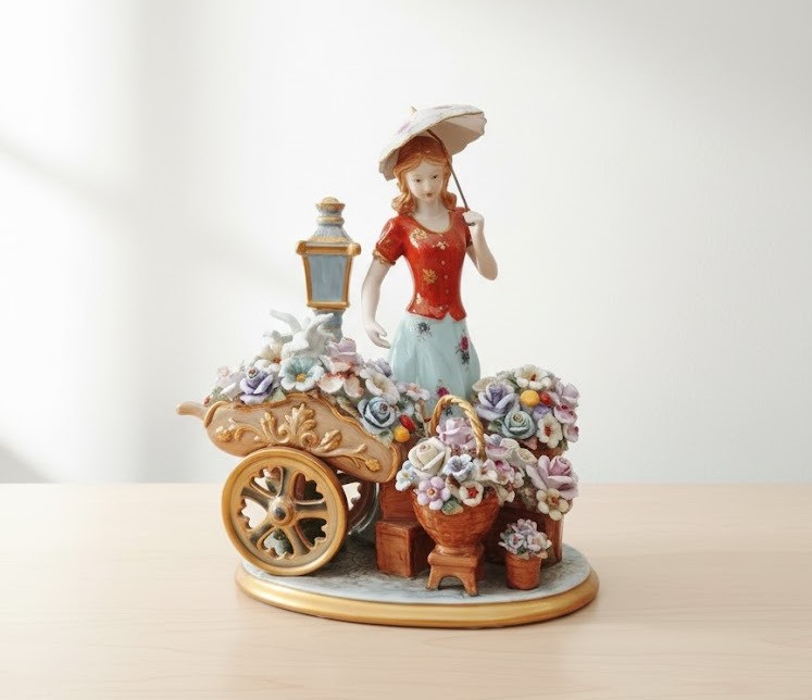 gruppo-in-porcellana-capodimonte-“fiorista-con-carretto-e-ombrellino”